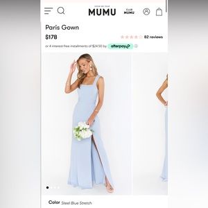 Show Me Your Mumu Paris Gown ~ Steel Blue Stretch Size Medium